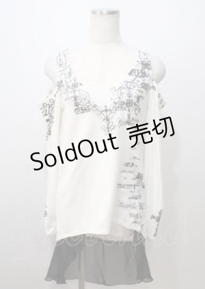画像: GHOST of HARLEM / プリント肩あきカットソー  白 Y-25-07-06-030-GL-TO-SZ-ZY