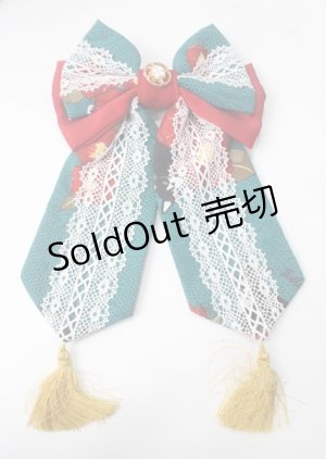 画像: metamorphose / 椿爛漫〜ねこのかくれんぼ〜リボンクリップ  碧緑 Y-25-07-08-004-ME-AC-SZ-ZY