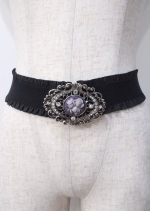 画像: axes femme / カメオバックルゴムベルト  Dブラウン Y-25-07-11-063-AX-ZA-SZ-ZY