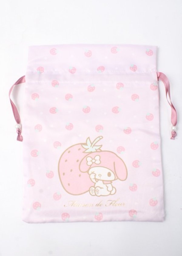 画像1: Maison de FLEUR / /マイメロ巾着ポーチ  ピンク Y-25-07-11-071-LO-ZA-SZ-ZT168-F007 (1)