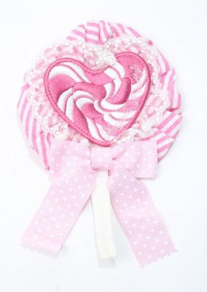 画像: Angelic Pretty / POP Heartロリポップワッペンロゼッタブローチ  ピンク Y-25-07-11-012-AP-ZA-SZ-ZY