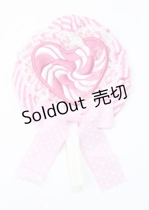 画像: Angelic Pretty / POP Heartロリポップワッペンロゼッタブローチ  ピンク Y-25-07-11-012-AP-ZA-SZ-ZY