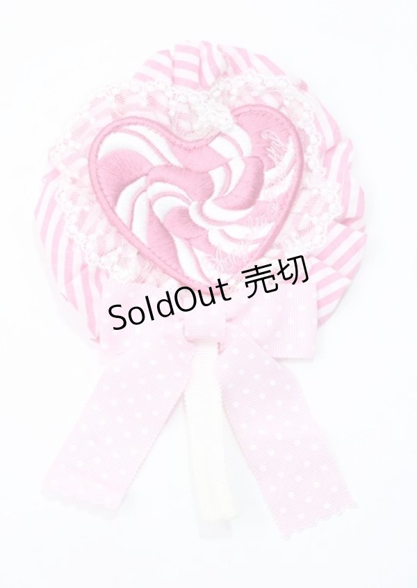 画像1: Angelic Pretty / POP Heartロリポップワッペンロゼッタブローチ  ピンク Y-25-07-11-012-AP-ZA-SZ-ZY (1)