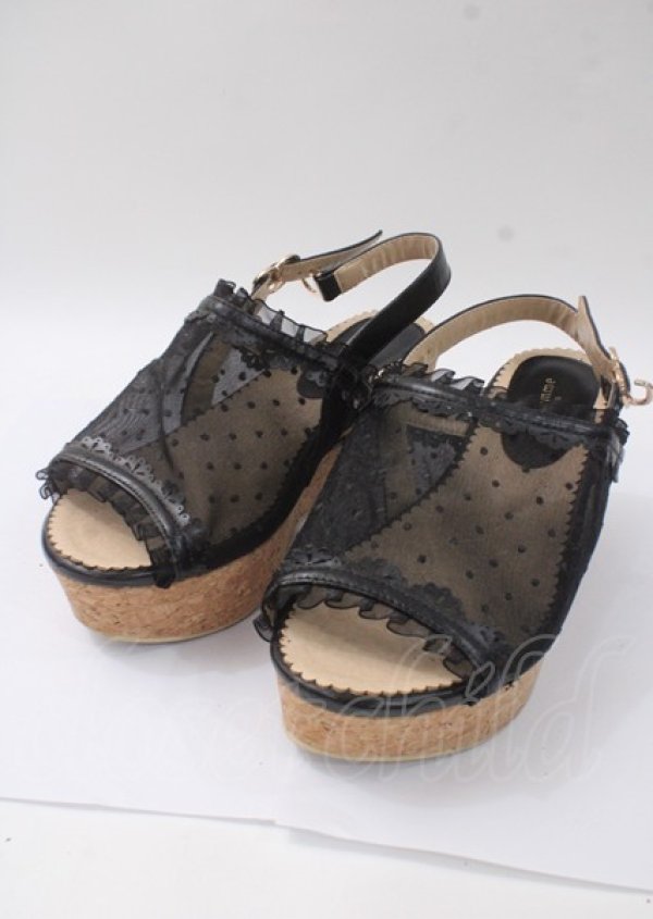 画像1: axes femme POETIQUE / ドットチュールサンダル M 黒 Y-25-07-11-115-AX-SH-SZ-ZT-K017 (1)