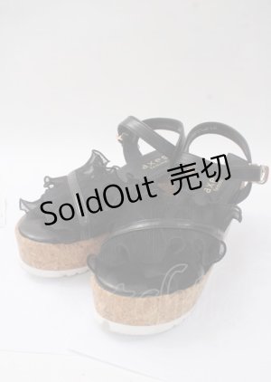 画像: axes femme / プリーツチュール厚底サンダル M 黒 Y-25-07-11-120-AX-SH-SZ-ZY
