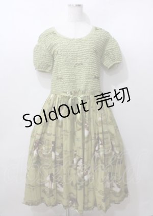 画像: WONDERFUL WORLD / 睡蓮と少女ワンピース  グリーン Y-25-07-11-123-LO-OP-SZ-ZY