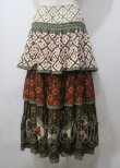画像2: WONDERFUL WORLD / モチーフ付きパッチワークティアードスカート  グリーン系 Y-25-07-11-137-LO-SK-SZ-ZY (2)