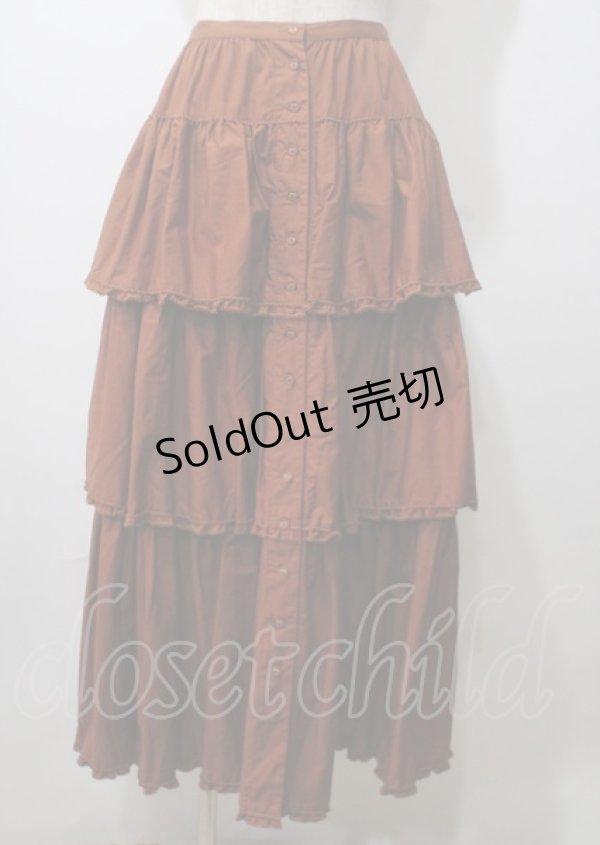 画像1: WONDERFUL WORLD / 段々フリルスカート  ブラウン Y-25-07-11-142-LO-SK-SZ-ZY (1)