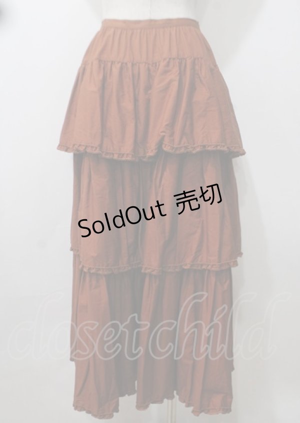 画像2: WONDERFUL WORLD / 段々フリルスカート  ブラウン Y-25-07-11-142-LO-SK-SZ-ZY (2)