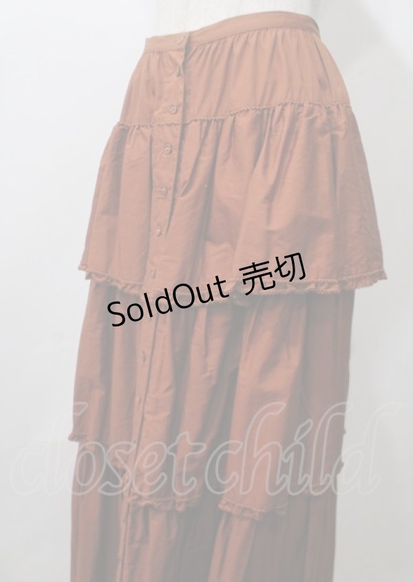 画像3: WONDERFUL WORLD / 段々フリルスカート  ブラウン Y-25-07-11-142-LO-SK-SZ-ZY (3)