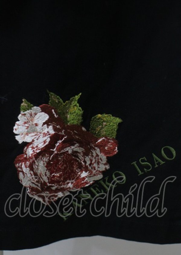 画像3: KANEKO ISAO / 裾薔薇刺繍デニムスカート  黒 Y-25-07-11-144-EL-SK-SZ-ZY (3)