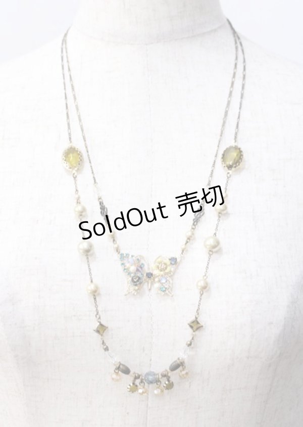 画像1: axes femme / 蝶モチーフ2連ネックレス  アンティークゴールド Y-25-07-11-034-AX-AC-SZ-ZY (1)