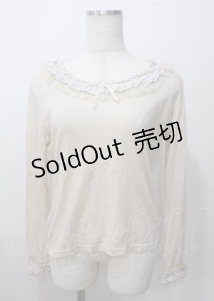 画像: Blue rouge / ストライプフリルカットソー  ベージュ Y-25-07-12-039-CA-TO-SZ-ZY