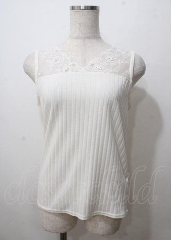 画像1: axes femme / レースビジュータンクトップ  白 Y-25-07-12-041-AX-TO-SZ-ZY (1)