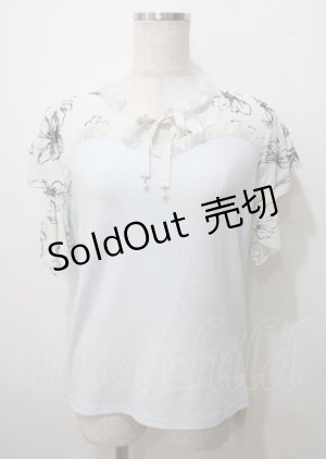 画像: axes femme / フロッキーチュール切替プルオーバー  サックス Y-25-07-12-042-AX-TO-SZ-ZI