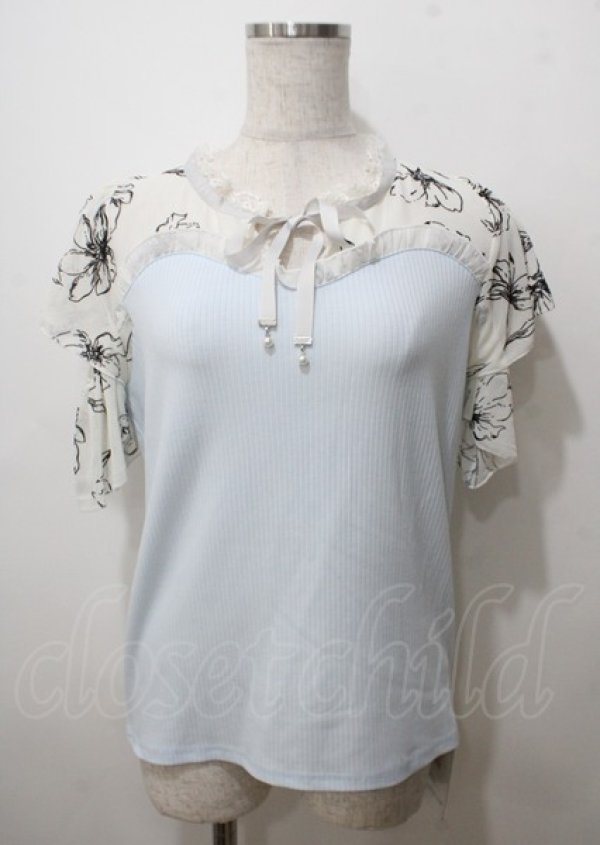 画像1: axes femme / フロッキーチュール切替プルオーバー  サックス Y-25-07-12-042-AX-TO-SZ-ZY (1)