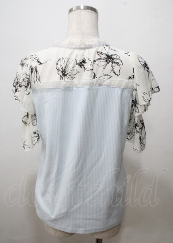 画像2: axes femme / フロッキーチュール切替プルオーバー  サックス Y-25-07-12-042-AX-TO-SZ-ZY (2)
