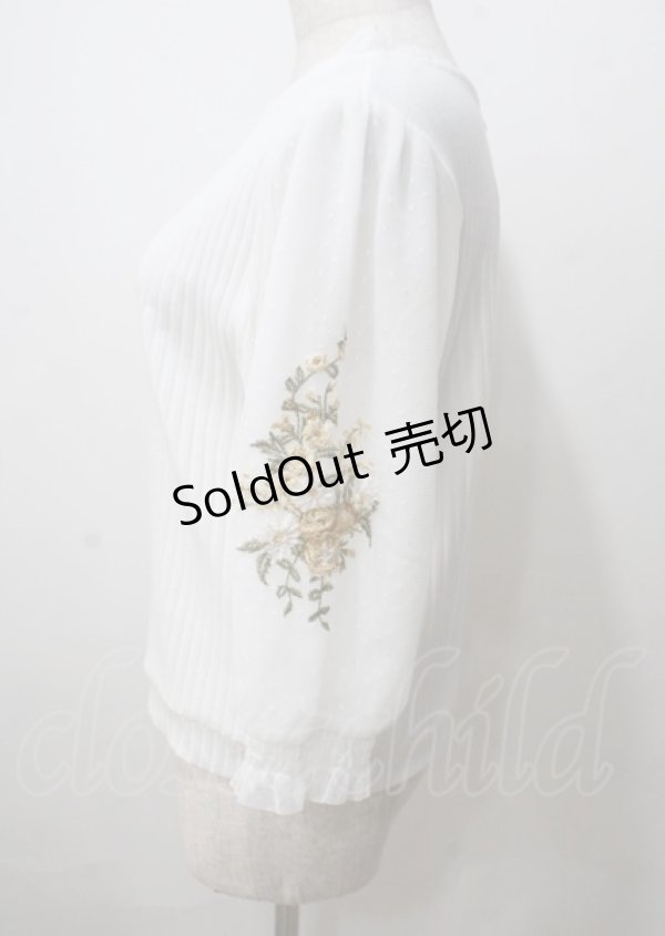 画像3: axes femme / 袖チュール刺繍トップス  白 Y-25-07-12-043-AX-TO-SZ-ZY (3)