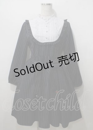 画像: axes femme POETIQUE / エトワール刺繍ストライプワンピース  紺 Y-25-07-12-061-AX-OP-SZ-ZY