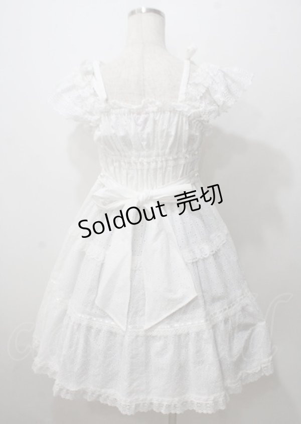 画像2: BABY,THE STARS SHINE BRIGHT / Innocent Ribbon Lace シャーリングジャンパースカート  白 Y-25-07-12-068-BA-OP-SZ-ZY (2)