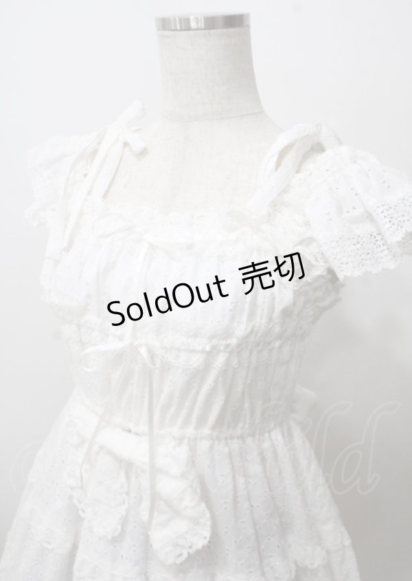 画像3: BABY,THE STARS SHINE BRIGHT / Innocent Ribbon Lace シャーリングジャンパースカート  白 Y-25-07-12-068-BA-OP-SZ-ZY (3)