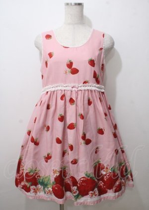 画像: Shirley Temple / いちごプリント入りジャンパースカート 160 ピンク Y-25-07-12-074-ET-OP-SZ-ZY