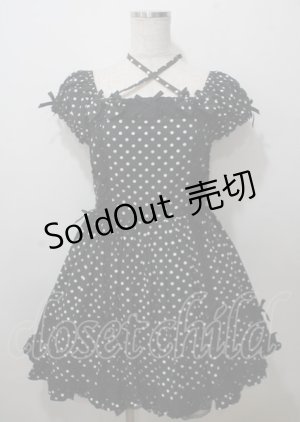 画像: Angelic Pretty / クロスレースドットワンピース  黒 Y-25-07-12-084-AP-OP-SZ-ZY