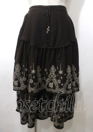 画像: axes femme / 二段刺繍入ロングスカート M 茶 Y-25-07-12-103-AX-SK-SZ-ZY