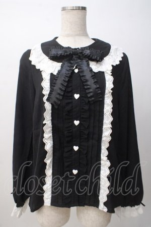 画像: DearMyLove / コットン刺繍レース丸襟ブラウス L 黒 Y-25-07-14-034-EL-BL-SZ-ZY