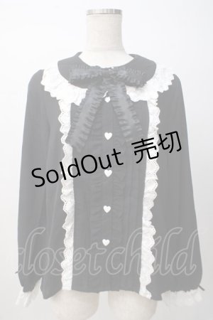 画像: DearMyLove / コットン刺繍レース丸襟ブラウス L 黒 Y-25-07-14-034-EL-BL-SZ-ZY