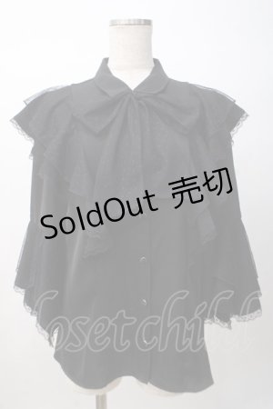 画像: axes femme / ドットチュールリボン姫袖ブラウス F 黒 Y-25-07-14-040-AX-BL-SZ-ZY