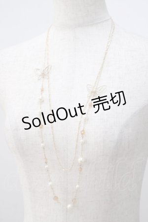 画像: axes femme / 蝶×パール2連ネックレス  ゴールド Y-25-07-14-005-AX-AC-SZ-ZY