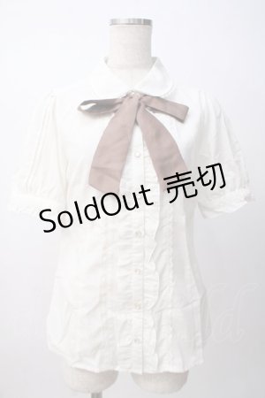 画像: axes femme / リボン付半袖ブラウス M 生成り Y-25-07-14-041-AX-BL-SZ-ZY