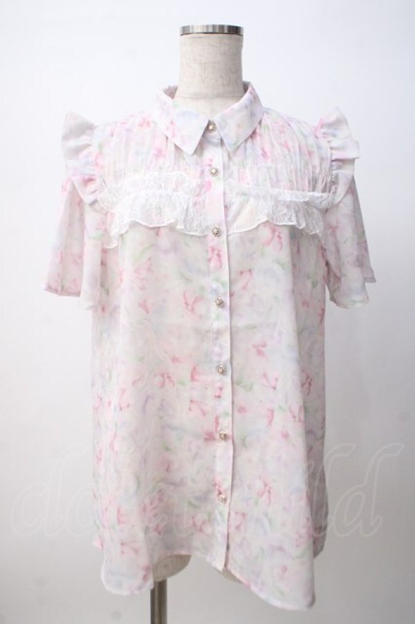 画像1: axes femme / 花柄フリルシアーブラウス F ピンク Y-25-07-14-044-AX-BL-SZ-ZI (1)