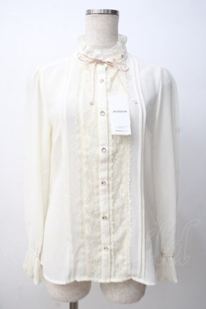 画像: axes femme / 袖プリーツスタンドフリルブラウス M キナリ Y-25-07-14-048-AX-BL-SZ-ZY
