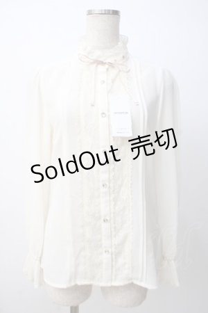 画像: axes femme / 袖プリーツスタンドフリルブラウス M キナリ Y-25-07-14-048-AX-BL-SZ-ZY