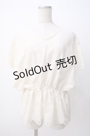 画像: axes femme / 総刺繍Vネックブラウス M 生成り Y-25-07-14-051-AX-BL-SZ-ZY