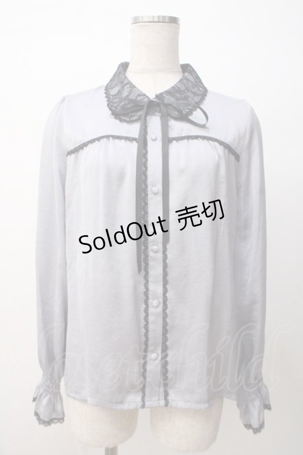 画像1: axes femme POETIQUE / 配色レースデザインブラウス M グレイ Y-25-07-14-054-AX-BL-SZ-ZY (1)