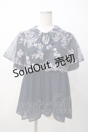 画像: axes femme / チュール刺繍ロングシャツ M 紺 Y-25-07-14-056-AX-BL-SZ-ZY