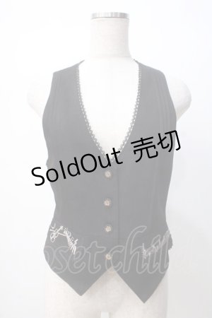 画像: axes femme / 音楽柄刺繍ベスト M 黒 Y-25-07-14-060-AX-JA-SZ-ZY