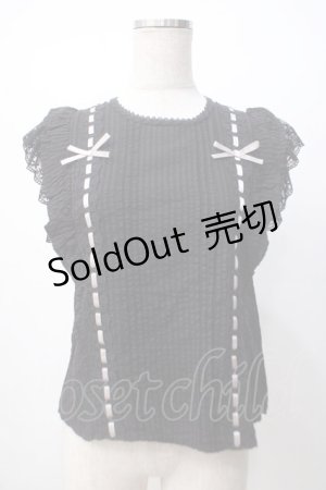 画像: axes femme POETIQUE / フリルノースリーブブラウス M 黒 Y-25-07-14-064-AX-BL-SZ-ZY