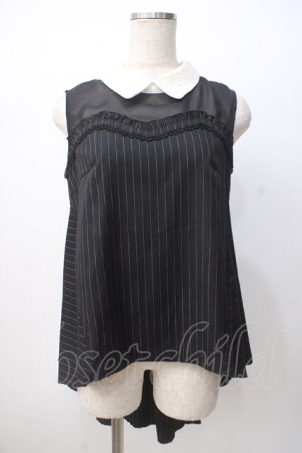 画像1: axes femme POETIQUE / ノースリーブストライプシャツ M 黒 Y-25-07-14-065-AX-BL-SZ-ZI (1)