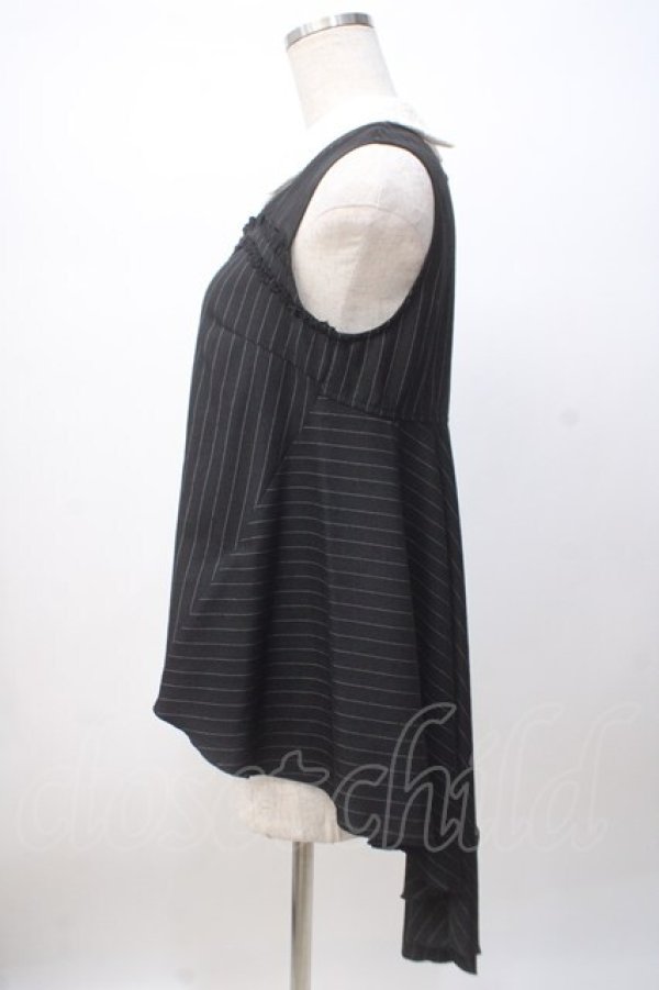 画像2: axes femme POETIQUE / ノースリーブストライプシャツ M 黒 Y-25-07-14-065-AX-BL-SZ-ZI (2)