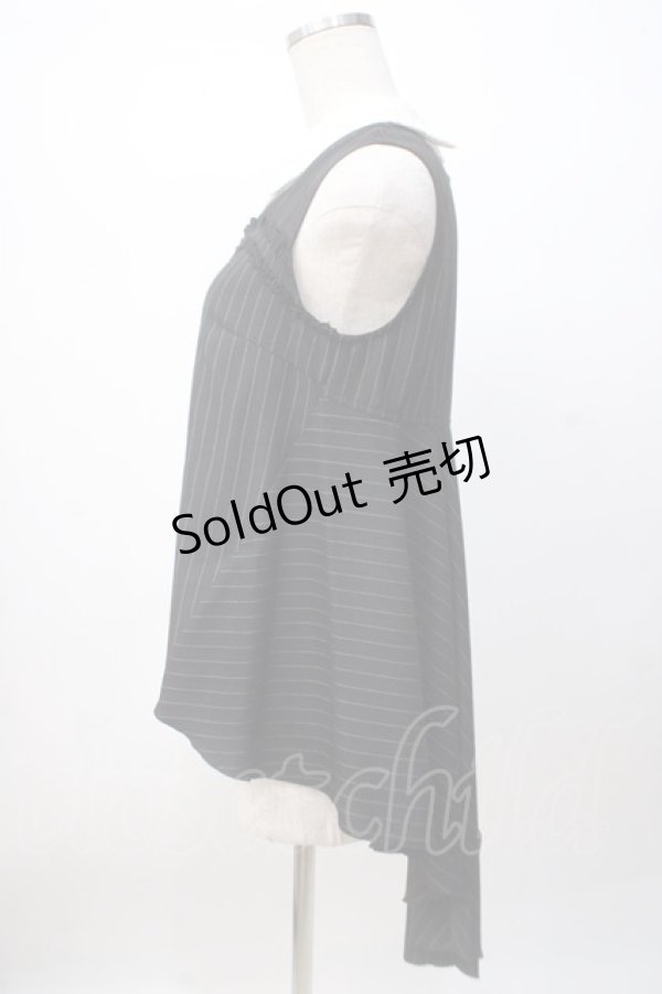 画像2: axes femme POETIQUE / ノースリーブストライプシャツ M 黒 Y-25-07-14-065-AX-BL-SZ-ZI (2)