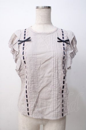 画像: axes femme POETIQUE / フリルノースリーブブラウス M グレー Y-25-07-14-066-AX-BL-SZ-ZY
