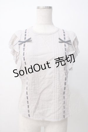 画像: axes femme POETIQUE / フリルノースリーブブラウス M グレー Y-25-07-14-066-AX-BL-SZ-ZY