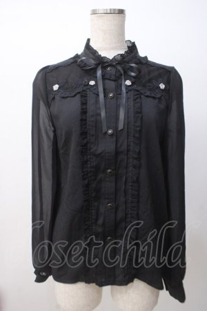 画像: axes femme POETIQUE / 巻き薔薇デザインフリルブラウス M 黒 Y-25-07-14-069-AX-BL-SZ-ZY