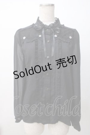 画像: axes femme POETIQUE / 巻き薔薇デザインフリルブラウス M 黒 Y-25-07-14-069-AX-BL-SZ-ZY