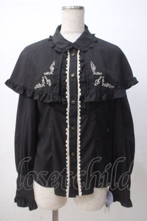 画像: axes femme kawaii / 刺繍入りケープ付き2wayブラウス M 黒 Y-25-07-14-070-AX-BL-SZ-ZY