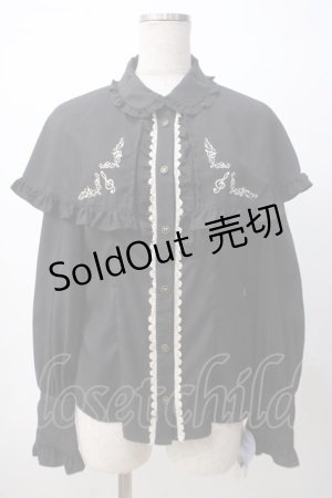 画像: axes femme kawaii / 刺繍入りケープ付き2wayブラウス M 黒 Y-25-07-14-070-AX-BL-SZ-ZY